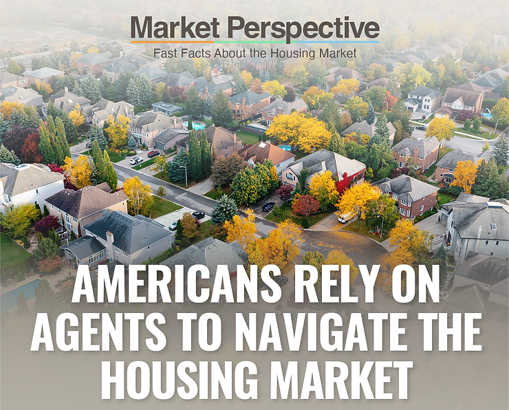 Market Perspective: Fast Facts About the Housing Market. Title overlaid on a picture of a suburban neighborhood in the fall.